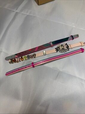 COLLECTIVE Stella & Dot Leather Band Charm Bracelet (12 charms) (3bands)